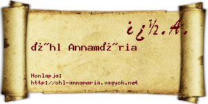 Öhl Annamária névjegykártya